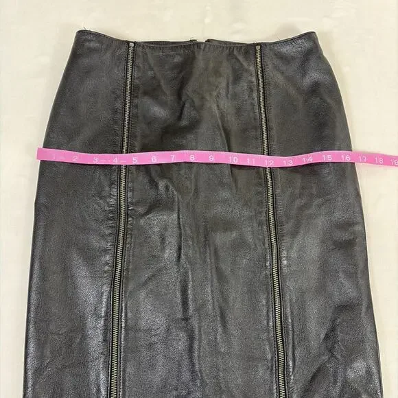 Danier Pencil Skirt Women’s 6 Black Leather, Lined, Triple Zippers Bnfts Charity - Picture 4 of 11